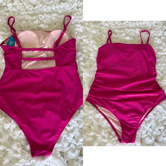 NWT Women's Shirred Strappy Cutout One Piece Swimsuit SIZE LARGE - Picture 13 of 15